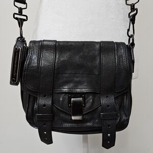 Proenza Shouler PS1 Mini Black Ultra Soft Buckle Front Satchel Crossbody Bag